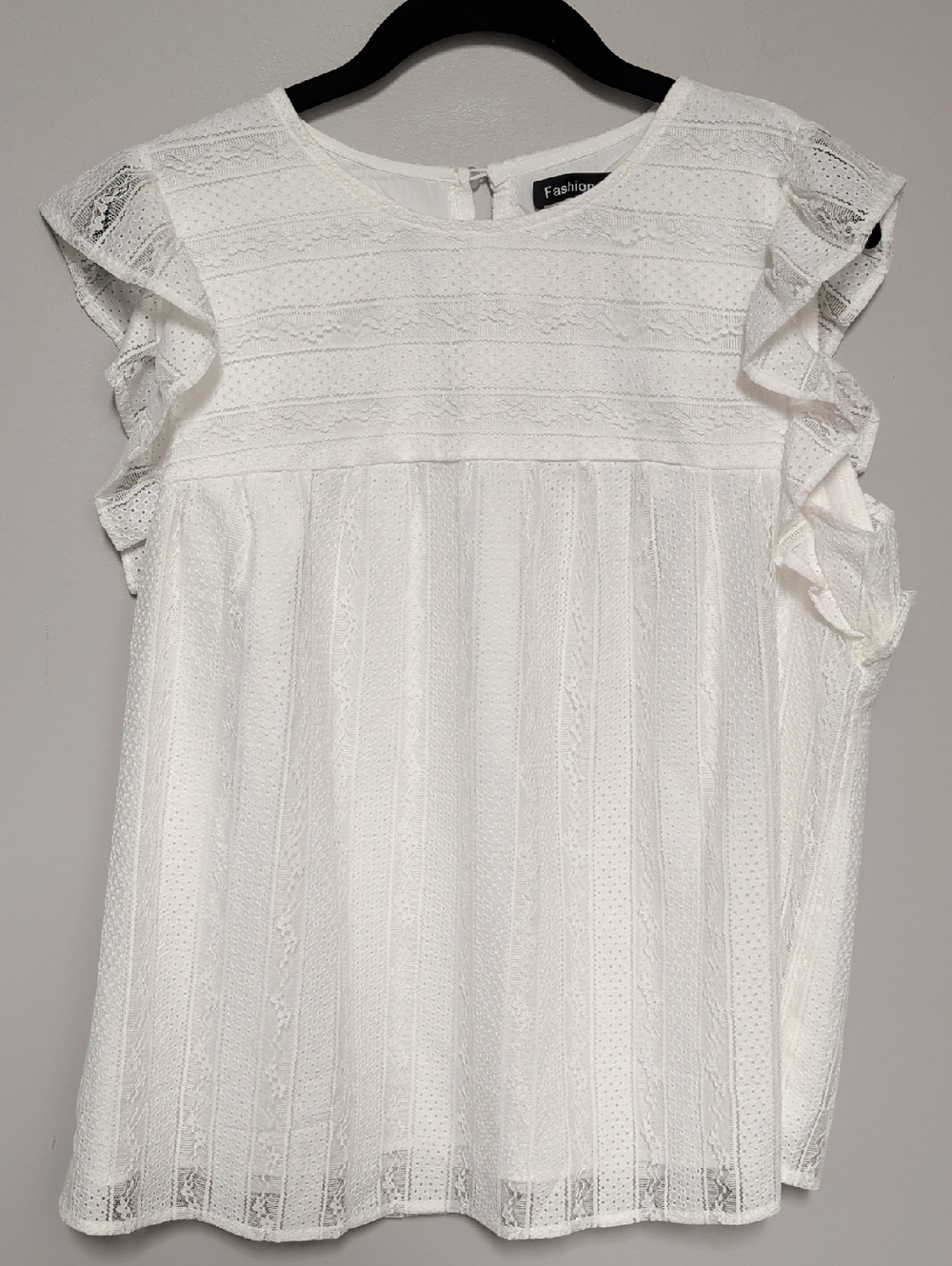White Lace Flutter Sleeve Top